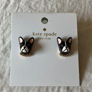 Kate Spade: French Bulldog Earrings- Dust bag